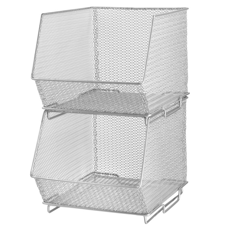 Rebrilliant Mesh Stacking Bin Storage Container Pantry Organizer Steel